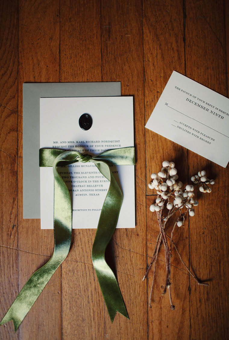 Chateau Bellevue Winter Wedding // Science Wedding // Scarab Wax Seal Wedding Invitation // The Nouveau Romantics // Austin Wedding Planning and Event Design Studio