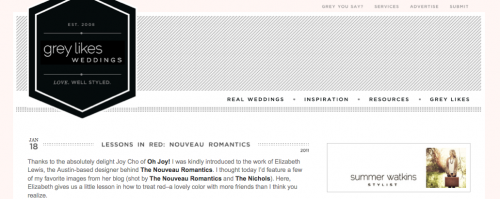 Lessons in Red // The Nouveau Romantics featured on Grey Likes Weddings