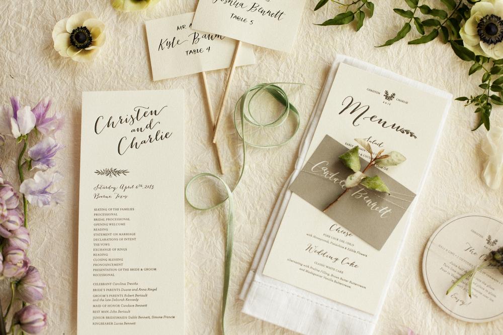 Spring Hill Country Wedding Day-of Paper Goods // by The Nouveau Romantics // Photo by Heather Curiel
