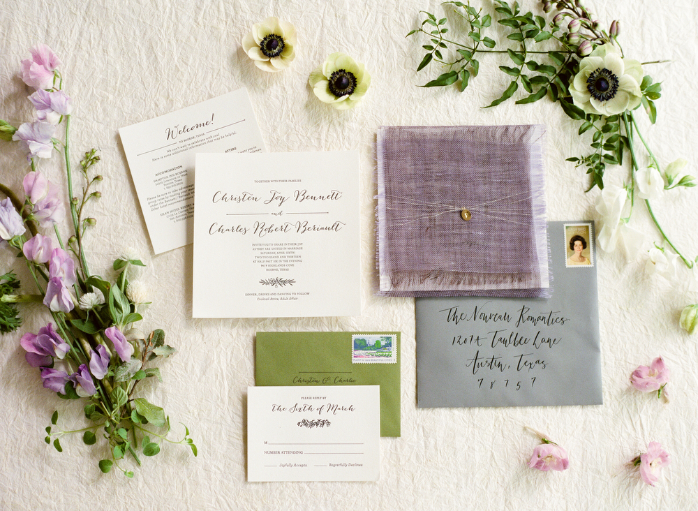 Spring Lavender Wedding Invitations // by The Nouveau Romantics // Photo by Heather Curiel