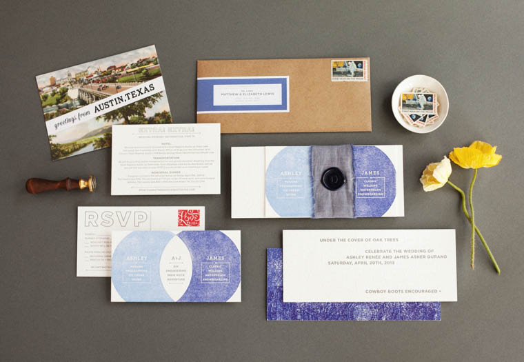 Blue Chambray Wedding Invitation Suite // by The Nouveau Romantics // Austin Wedding Planning and Event Design Studio // photo by Heather Curiel