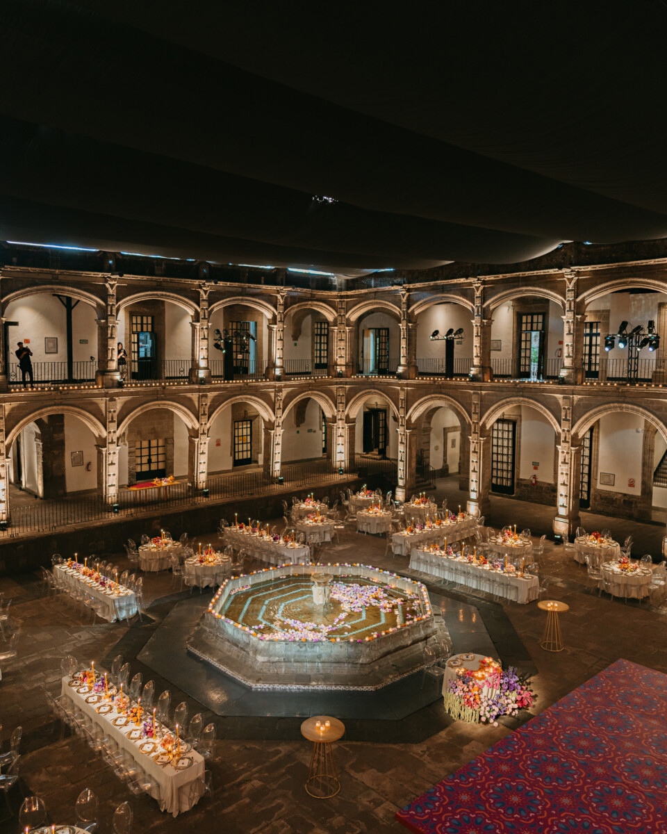 Ex Convento de San Hipólito wedding venue Mexico City overview at night